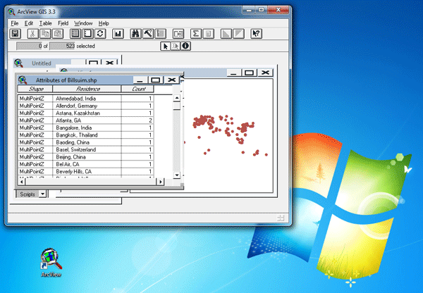 ArcView 3.3 running on Windows 7