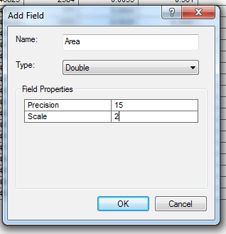 Screenshot showing the "add field" interface in ArcMap.