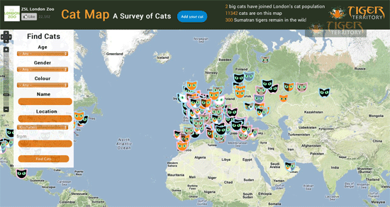 Screenshot of the London Zoo's Cat Map Survey.