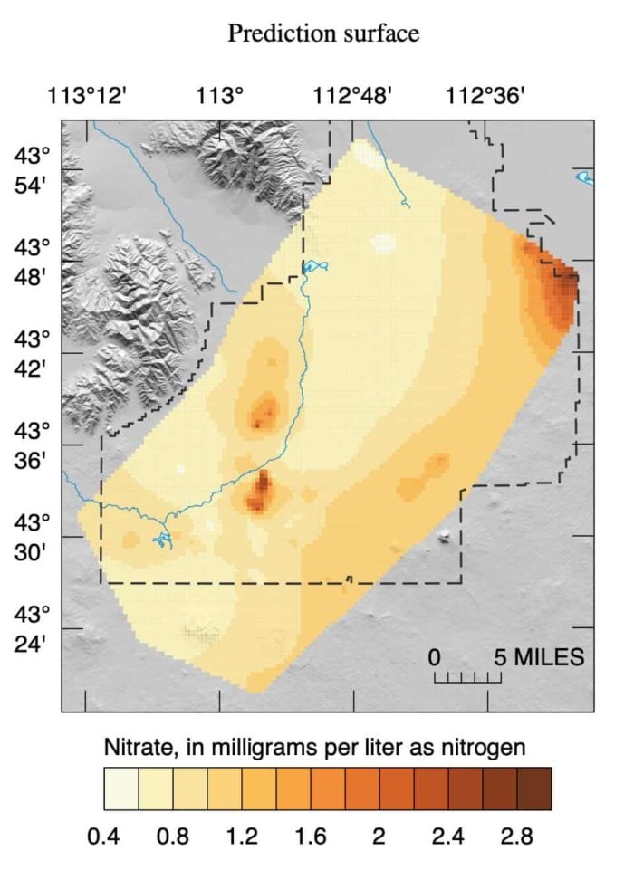 A map of a statistical surface with a gradient of mostly yellow and shades of orange.