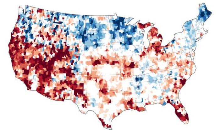 GRACE based shallow groundwater drought indicator map for July 7, 2014. Source: NASA.