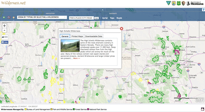 Wilderness.net's interactive map.