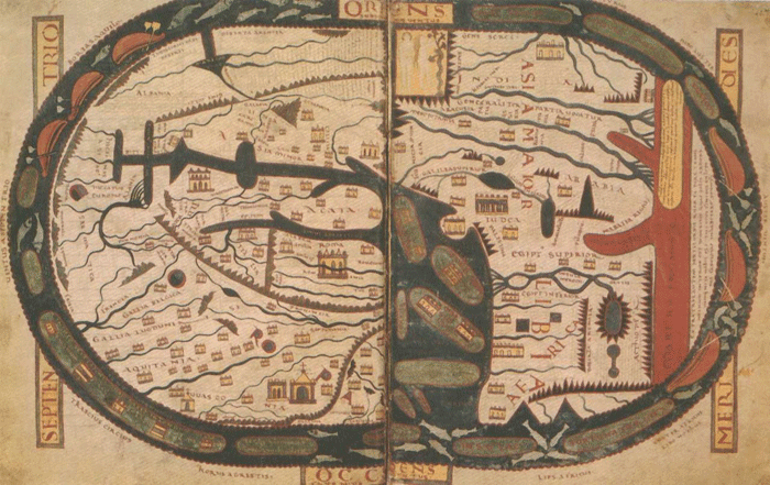 A copy of the Beatus Map which is preserved in Saint-Sever abbey, France.