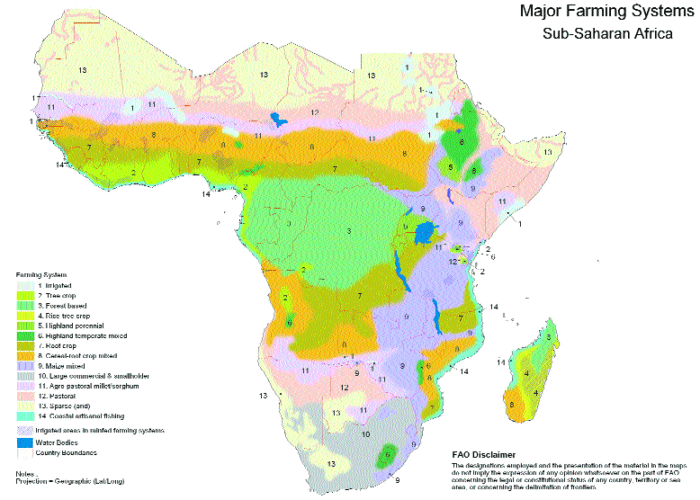 Map of farming systems in Africa. Source: FAO-United Nations.