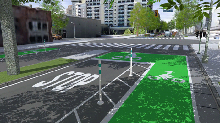 Streetscape design using CityEngine. Source: Esri