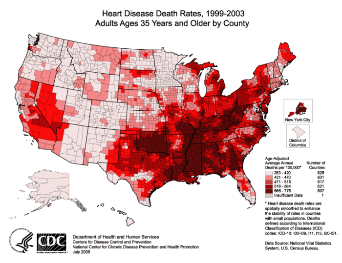 Heart Disease Map, Credit: CDC GIS