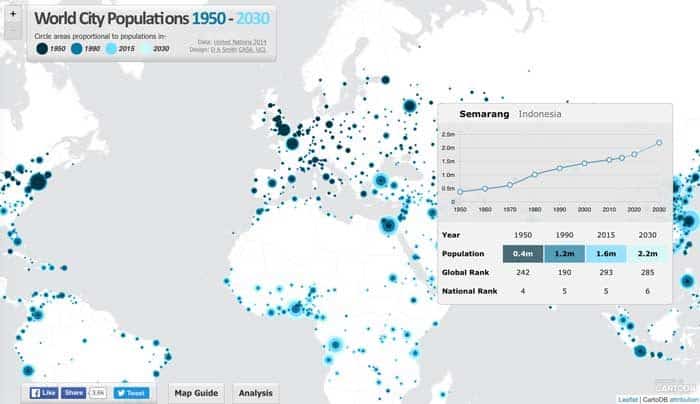 Screen shot from the World City Populations 1950 - 2035.