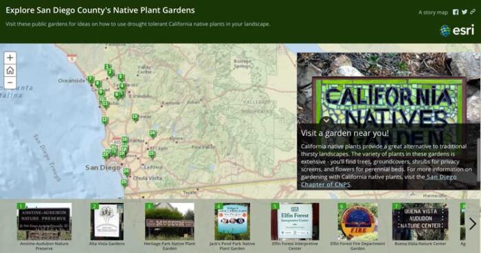 This ArcGIS-based story map highlights public gardens featuring native plants.