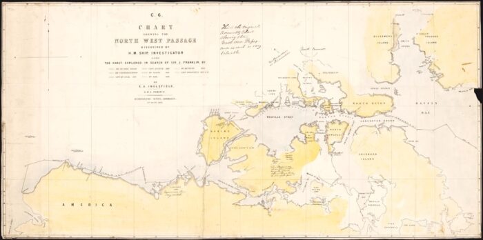 Map from the 19th century of the Northwest Passage.