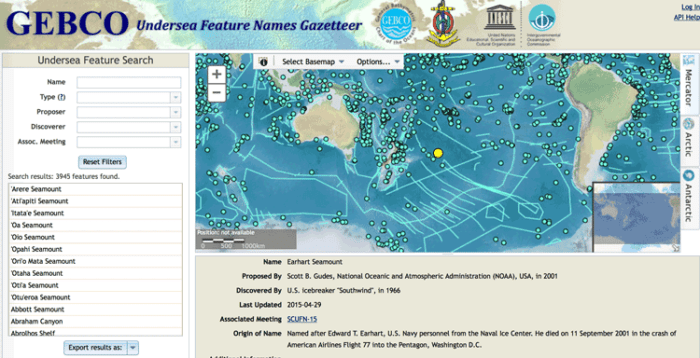 GEBCO Undersea Features Gazetteer.