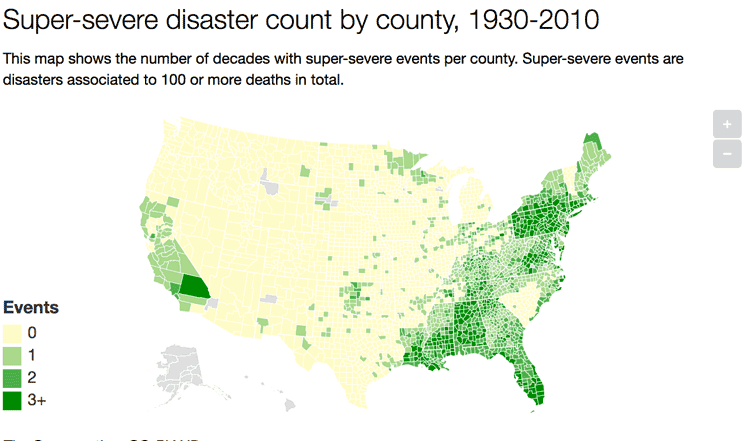 A Look at 90 Years of Natural Disasters - Map Natural Disasters Us 