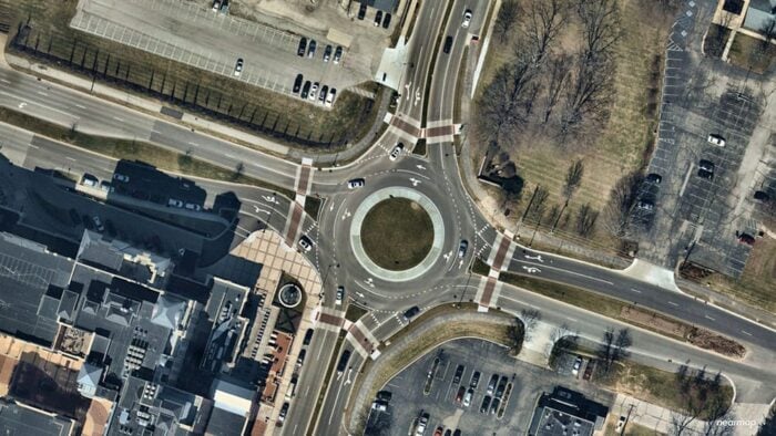 Nearmap high-resolution aerial image of downtown Carmel, IN - photographed Feb. 7, 2018