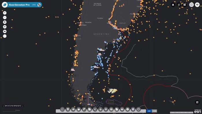 Screenshot from Guardacostas Pro.