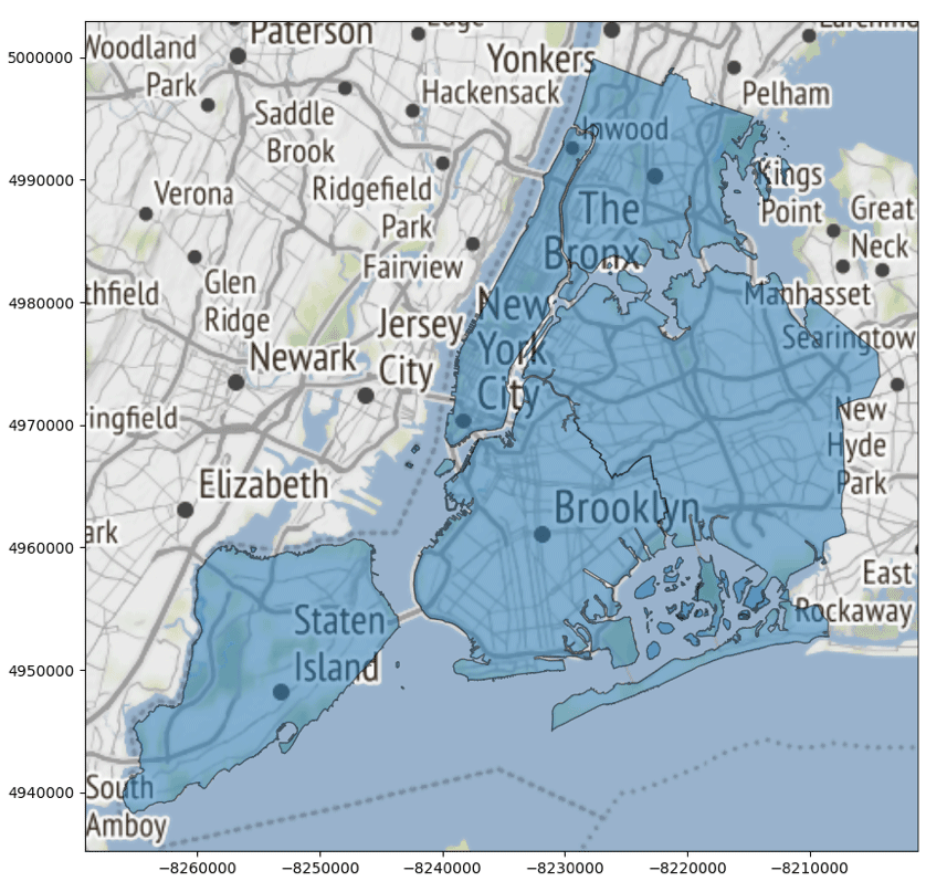 Adding a background map to plots by using geopandas Taken from: http://geopandas.org/gallery/plotting_basemap_background.html#sphx-glr-gallery-plotting-basemap-background-py