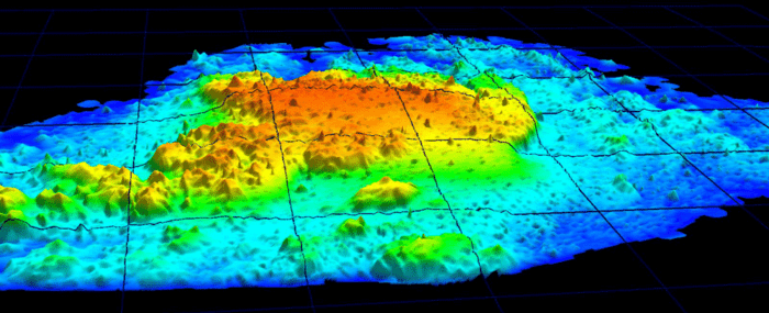 Topographical map of Johnson’s Reef from NASA’s Experimental Advanced Airborne Research Lidar (EAARL) in June 2003. Source: NASA/USGS, public domain