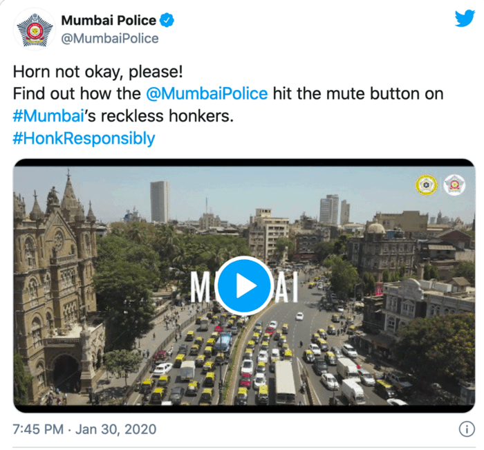 Mumbai police have launched an anti-honking campaign to reduce noise pollution in the city.