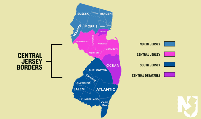 Map provided by Governor Phil Murphy on the counties that make up central New Jersey.
