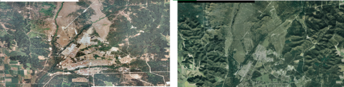 Figure 4 (left) 2004 USGS imagery mosaic used for study area. Figure 5 (right) 2018 USGS imagery mosaic used for the study area.