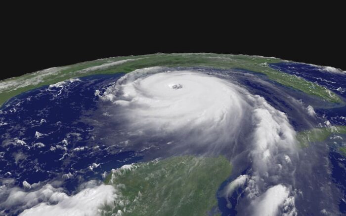 Imagery from NASA of Hurricane Katrina, 2005.