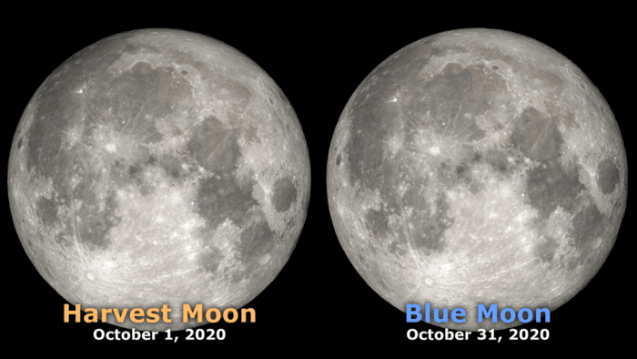 October 2020 will see two full moons. Image: NASA, public domain.