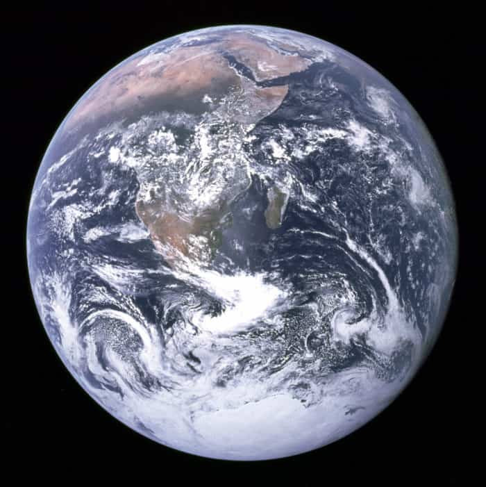 Photograph of the Earth captured by astronauts onboard Apollo 17 as they traveled to the moon on Dec. 7, 1972. Image: NASA