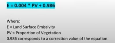 Formula for calculating Land Surface Emissivity (LSE).