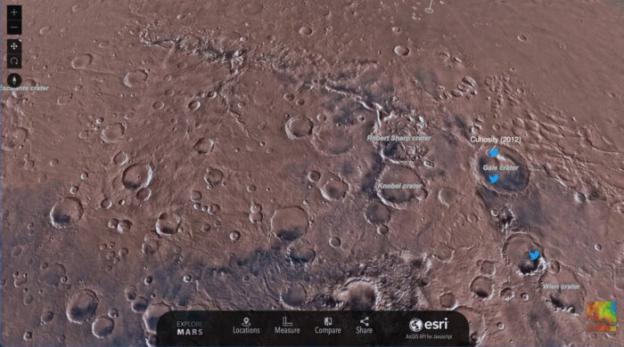 Screenshot of Mars from Esri's Explore Mars! site.
