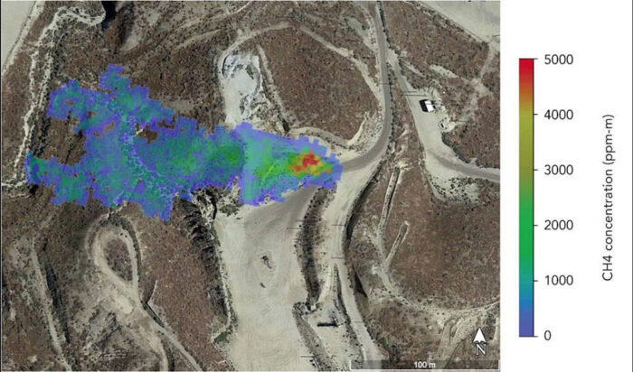 A methane plume detected by NASA’s AVIRIS-NG in summer 2020 indicates a leaking gas line in oil field in California. The operator subsequently confirmed and repaired the leak. Credit: NASA/JPL-Caltech.