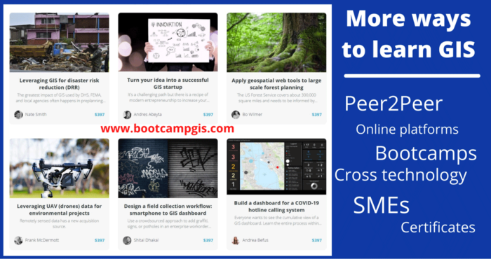 Image showing available courses with GIS Bootcamp