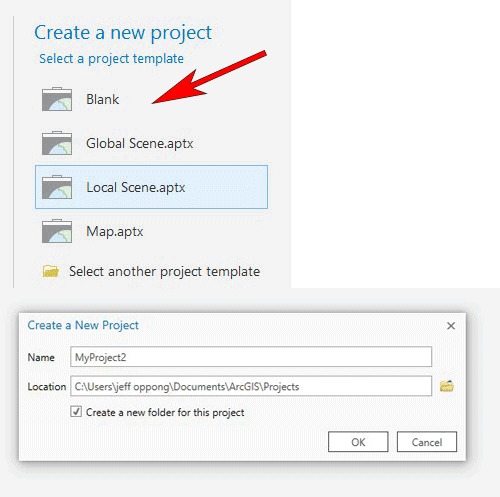 Screenshot: Creating a New Project In ArcGIS Pro