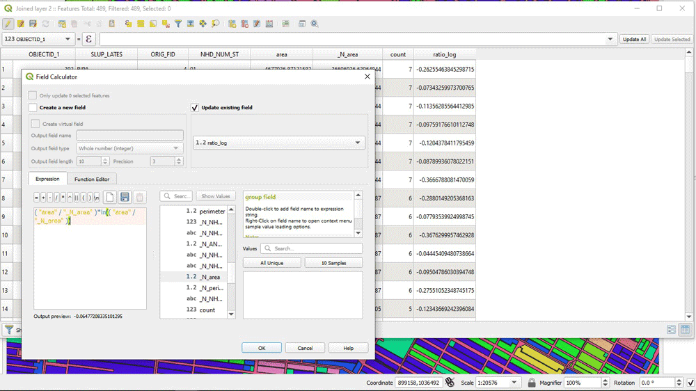 Screenshot showing the field calculator in QGIS.