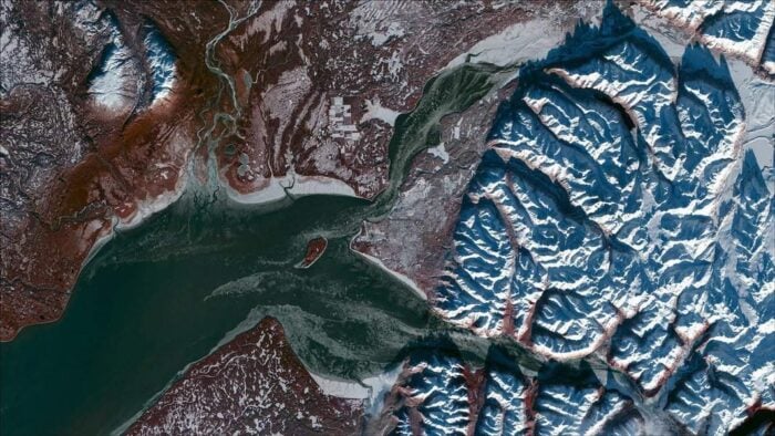 False color satellite image of Anchorage, Alaska .