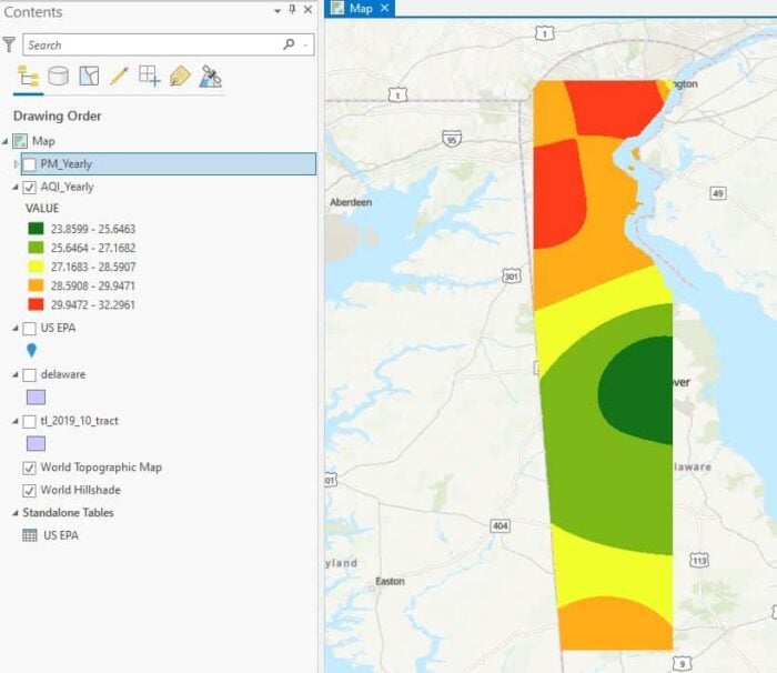 Screenshot showing a map in ArcGIS Pro.