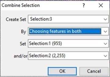 A screenshot of a GUI for the combine selection tool in Maptitude.
