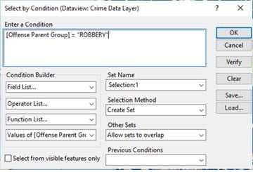 A screenshot of a select by condition interface.