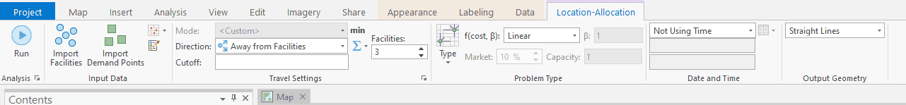 Screenshot of the toolbar in ArcGIS Pro for location analysis.
