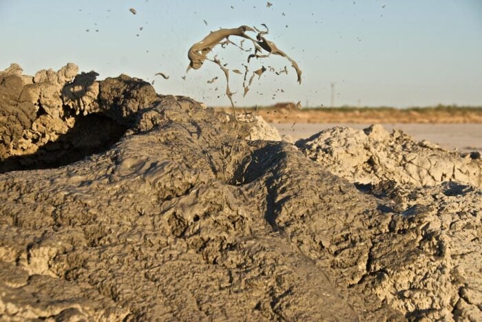 A eruption of mud.