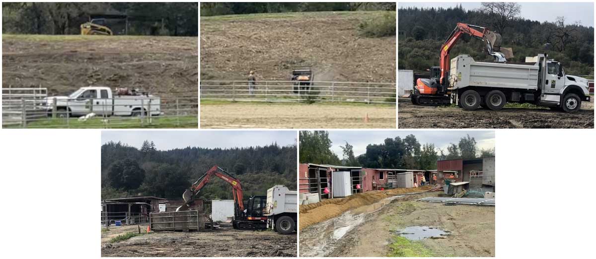 Heavy equipment, grading, excavation, trenching, and construction activity associated with Midpen’s 2024 nesting season projects at Bear Creek Stables.
